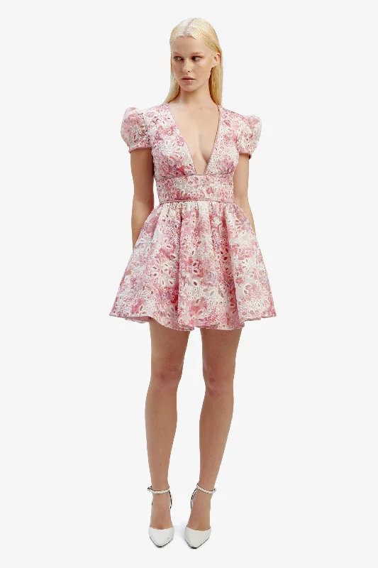 ladies-mini-dress-amber-amps-Tamarin Broderie Mini Dress - Pink Floral