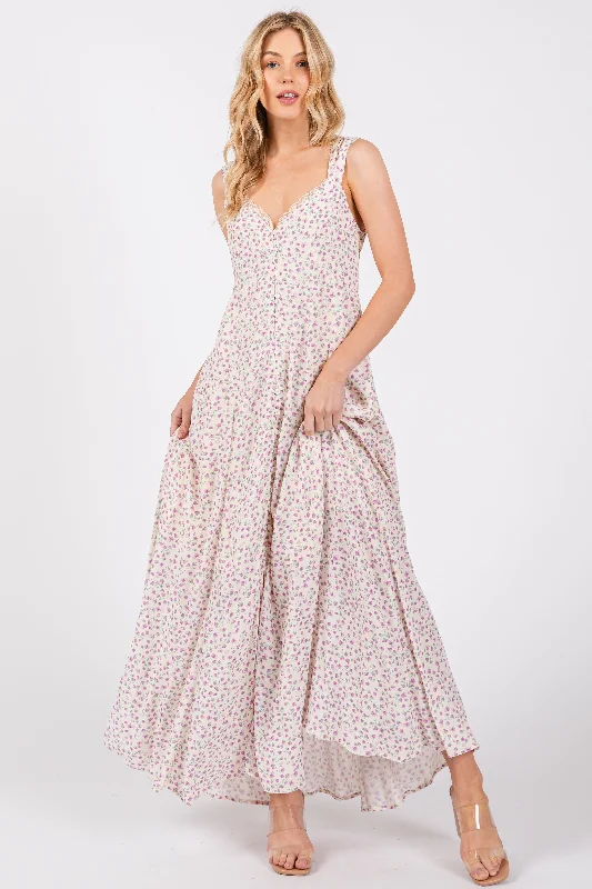 ladies-maxi-dress-opal-orchid-Lavender Floral Button Down Maxi Dress