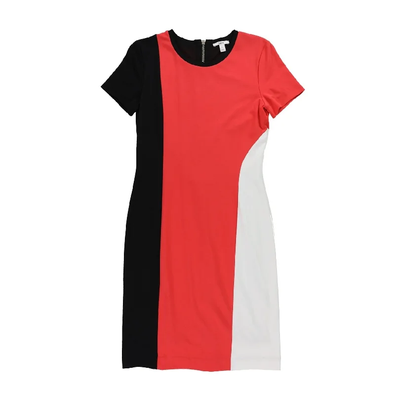 ladies-bodycon-dress-sunset-skip-bar III Womens Colorblocked Bodycon Dress, Red, Small