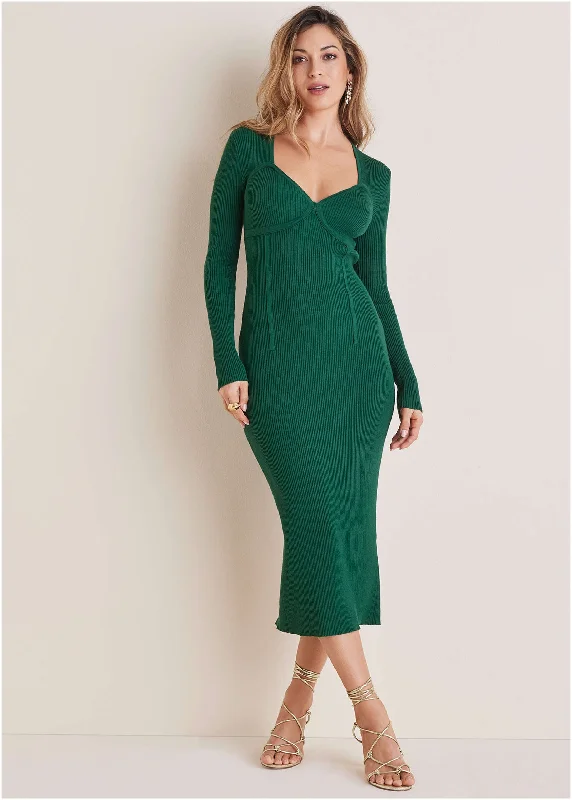 ladies-bodycon-dress-sheer-shimmer-Bodycon Sweater Dress - Aventurine