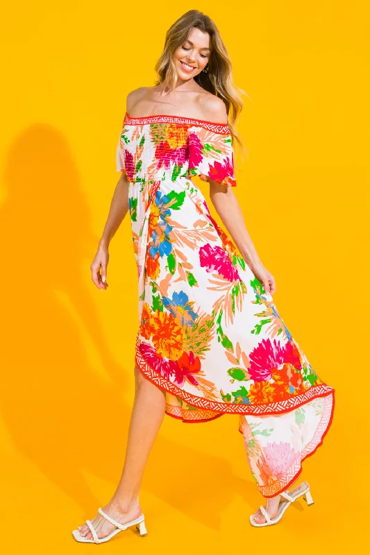 Women's midi dress 70s glow -WHAT I LIKE ABOUT YOU FLORAL MIDI DRESS