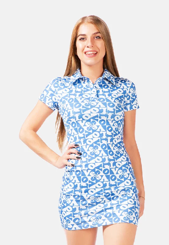 ladies-bodycon-dress-plus-size-prance-Printed Mini Bodycon Polo Dress