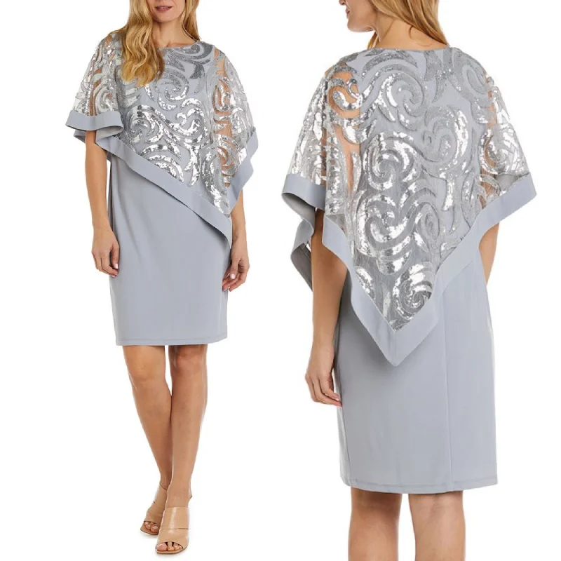 Women's party dress sprout pop -R&M RICHARDS Plus Swirl Sequin Poncho Party Cocktail Mini Dress