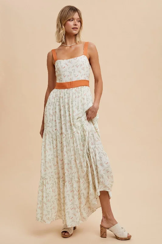 ladies-maxi-dress-mauve-mirth-Orange Floral Contrast Sash Tie Maxi Dress