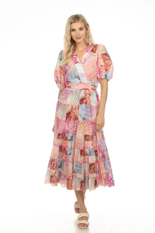 Women's midi dress chill chic -Johnny Was Jade Annalise Floral Patchwork Midi Dress Boho Chic L35623