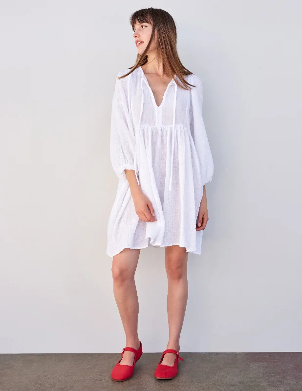 ladies-mini-dress-lavender-lush-Sundry Mini Blouson Sleeve Dress in White