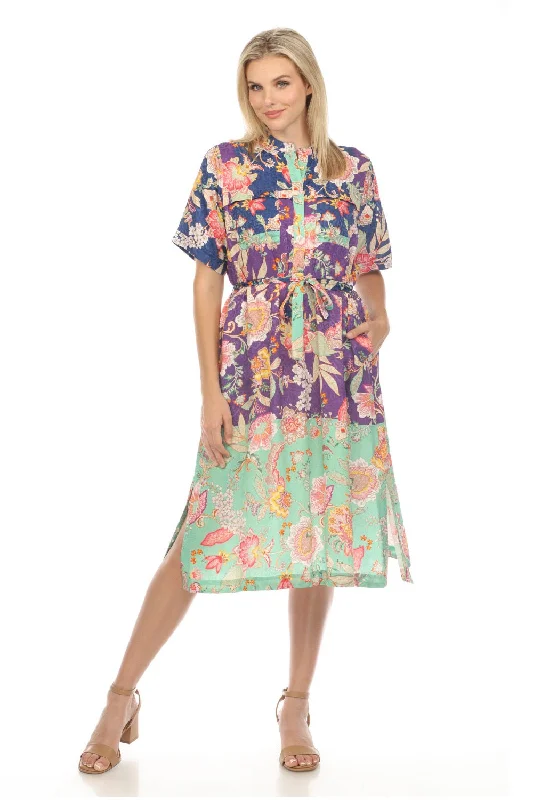 Women's midi dress sway pop -Johnny Was Vivienne Deana Belted Midi Dress Boho Chic C32024B2