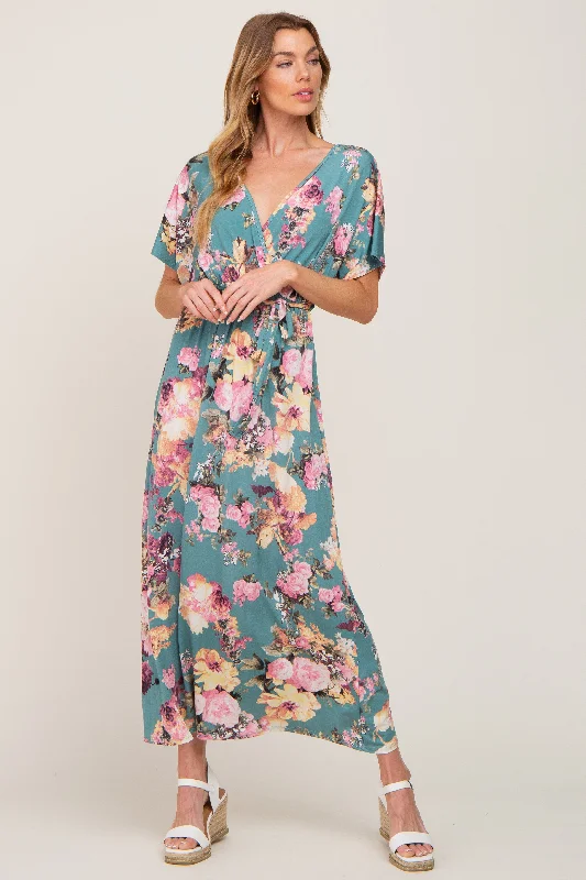 ladies-maxi-dress-eco-essence-Jade Floral Wrap Front Waist Tie Maxi Dress