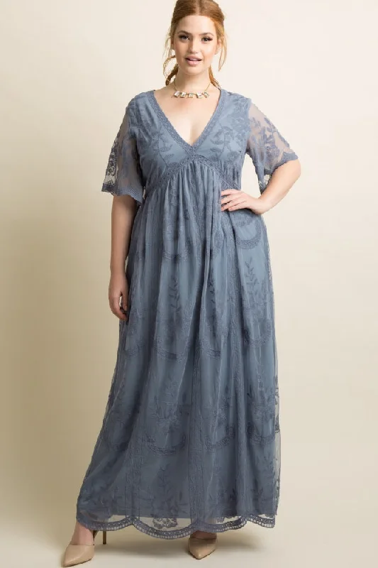 ladies-maxi-dress-silver-sweep-PinkBlush Blue Lace Mesh Overlay Plus Maxi Dress