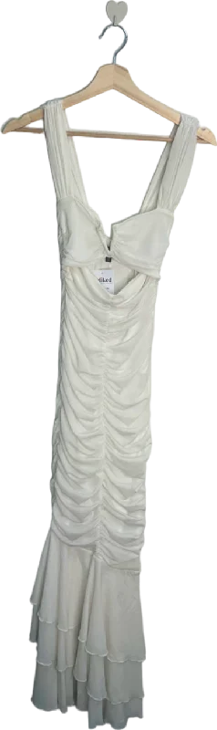 ladies-bodycon-dress-lace-lure-Michael Costello White Ruched Bodycon Dress UK 4