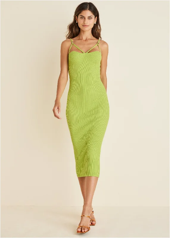 Women's midi dress spark glow -Strappy Midi Dress - Lime