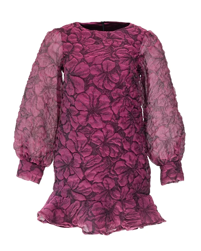 ladies-mini-dress-sepia-skip-Floral Long Sleeve Mini Dress | Burgundy