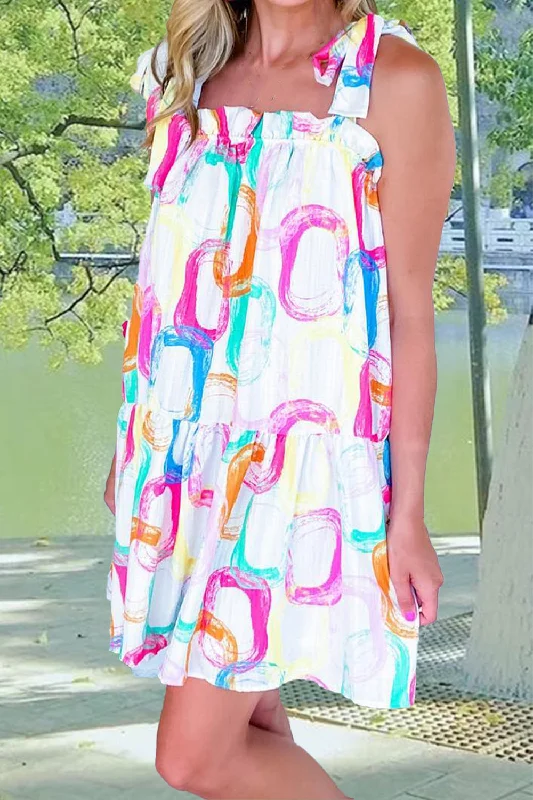 ladies-mini-dress-taupe-tide-Tied Printed Sleeveless Mini Dress