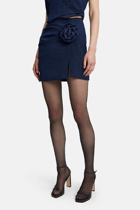 ladies-mini-dress-cotton-crush-Layton Pin Stripe Mini Skirt - Navy Stripe