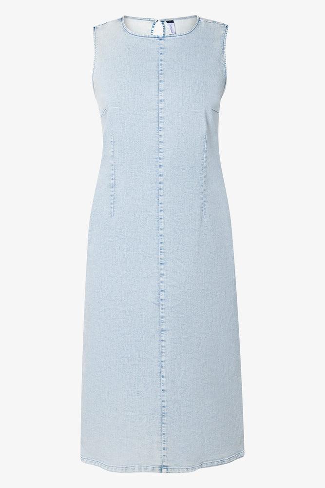 ladies-bodycon-dress-chartreuse-chic-Bodycon Denim Dress Light Blue