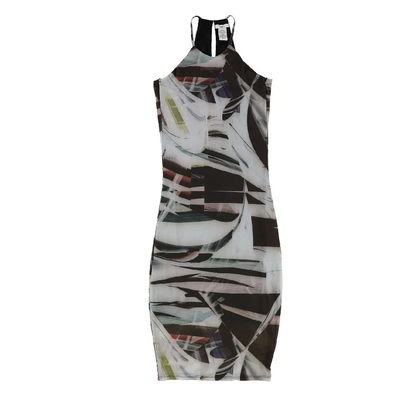 ladies-bodycon-dress-form-fitting-fling-bar III Womens Printed Bodycon Dress, Black, XX-Small