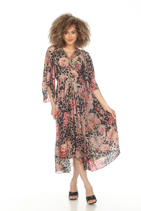 Women's midi dress mini chic -Johnny Was Love Melissa Floral Animal Print Midi Dress Boho Chic L39522