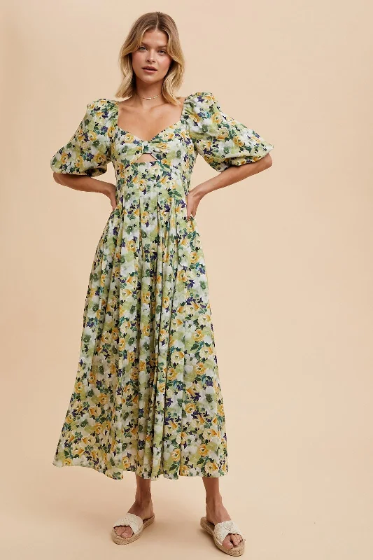 ladies-maxi-dress-cut-out-charm-Fern Floral Cotton Maxi Dress