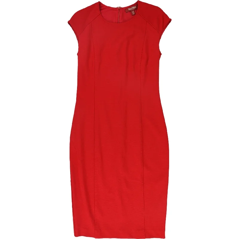 ladies-bodycon-dress-shimmer-skip-MaxMara Womens Seamed Bodycon Dress, Red, Medium