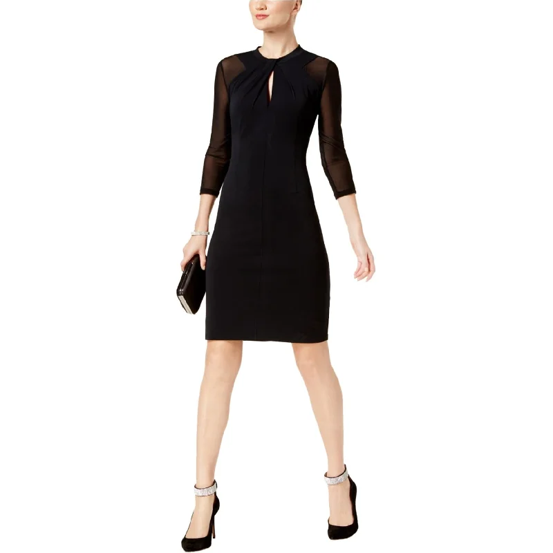 ladies-bodycon-dress-high-neck-hype-I-N-C Womens Illusion-Sleeve Bodycon Dress, Black, X-Small