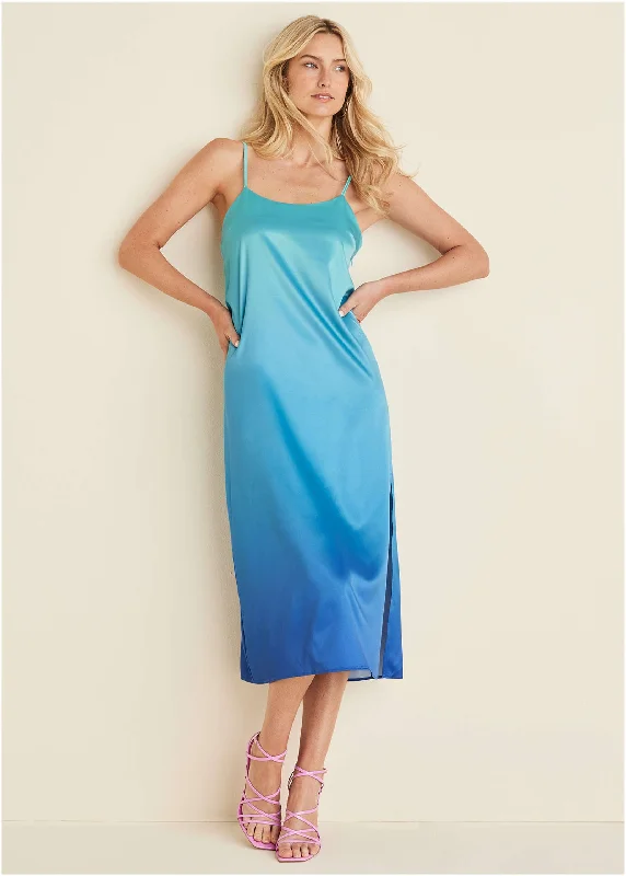 Women's midi dress crew glow -Midi Slip Dress - Atlantis Ombre