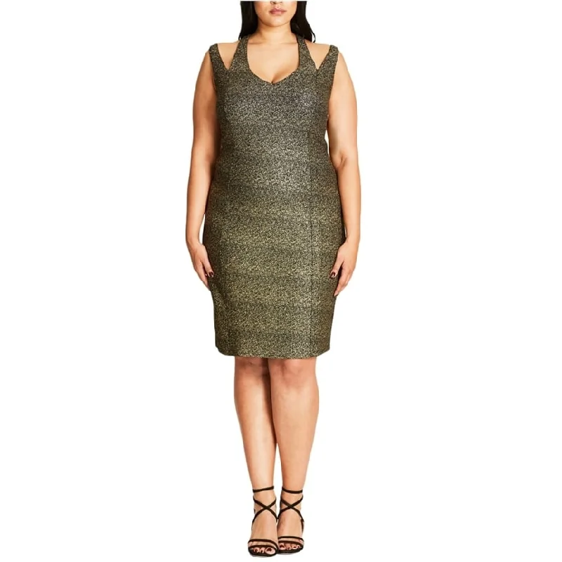 ladies-bodycon-dress-ochre-oomph-City Chic Womens Glitter Bodycon Dress