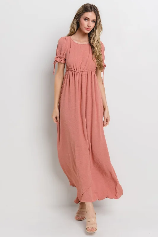 ladies-maxi-dress-sheer-shimmer-Mauve Open Back Maxi Dress