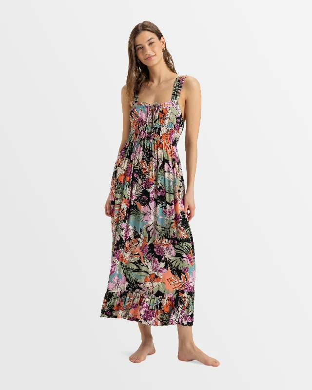 Women's midi dress peak chic -Womens Paradise Winds Tropical Midi Dress