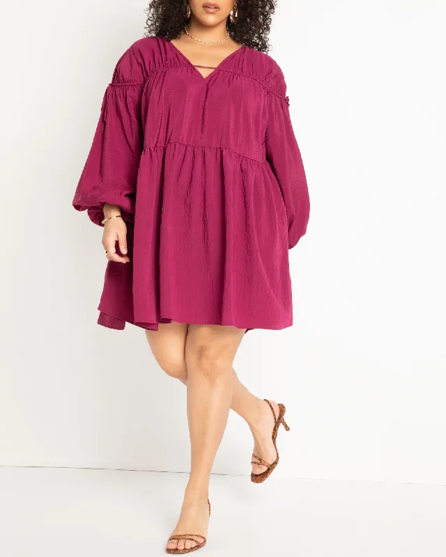 ladies-mini-dress-comfortable-cool-Shirred Mini Dress | Purple Potion