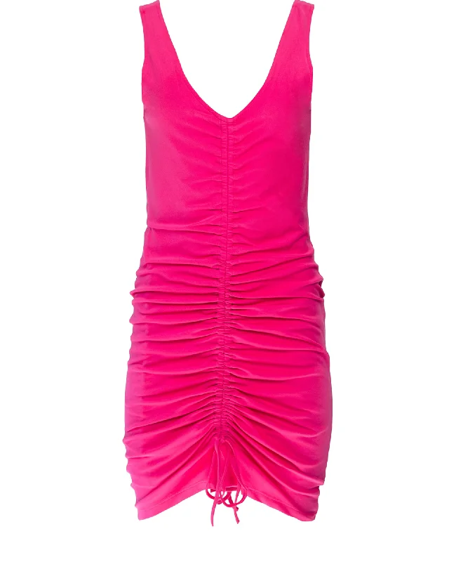 ladies-mini-dress-elegant-edge-Ruched Sleeveless Mini Dress | Pink