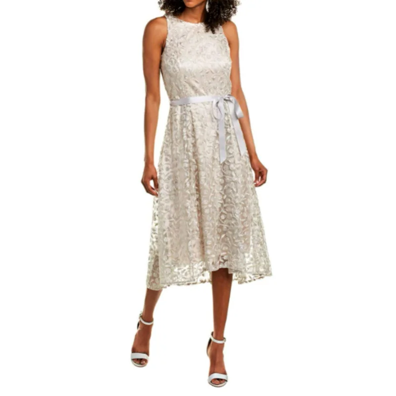 Women's party dress bare chic -Tahari ASL Women's Embroidered Lace Hi-Low Hem Party Midi Dress