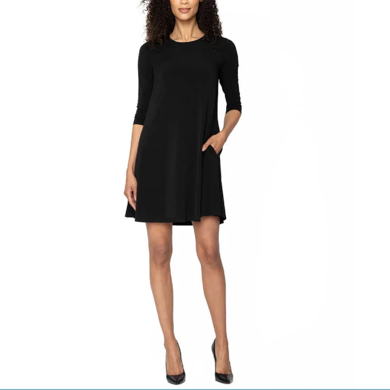 ladies-mini-dress-seasonal-sizzle-Leota Women's Wrinkle-free Quarter Sleeve Swing Mini Dress