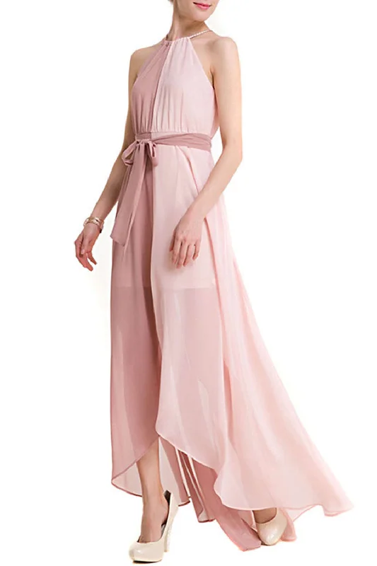 Women's party dress joy glow -Iyasson Womens Casual Summer Beach Party Chiffon Maxi Dress