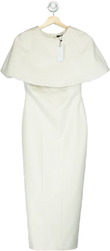 ladies-bodycon-dress-backless-buzz-Karen Millen Cream Midi Bodycon Cape Dress UK 6