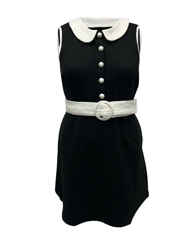 ladies-mini-dress-elastic-edge-Smak Parlour Black & White Quilted Mini Dress | Black, White