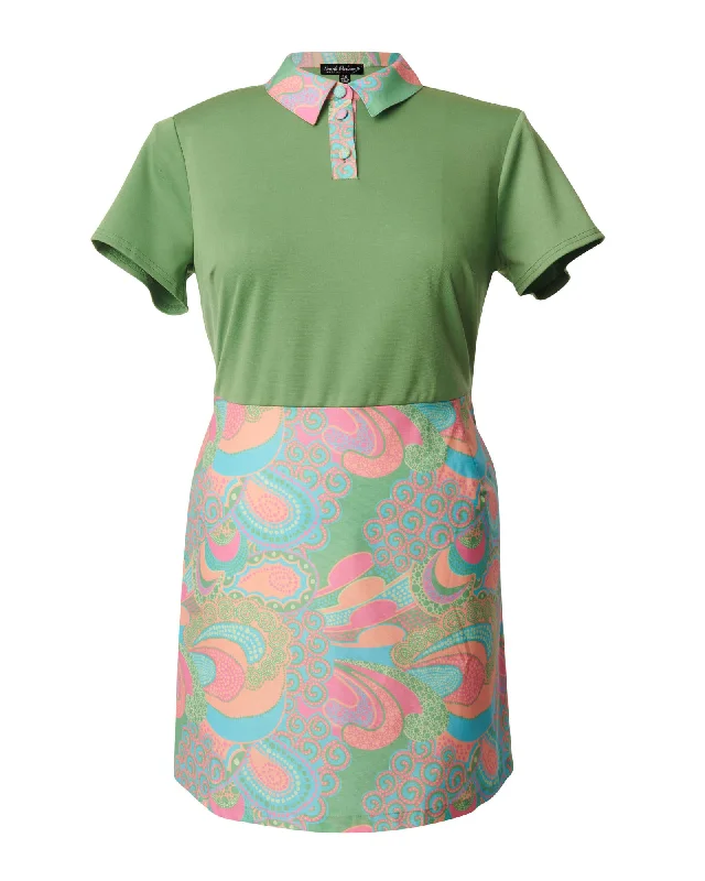 ladies-mini-dress-mono-muse-Smak Parlour Green & Pink Paisley Mini Dress | Green & Green/Blue/Pink Paisley