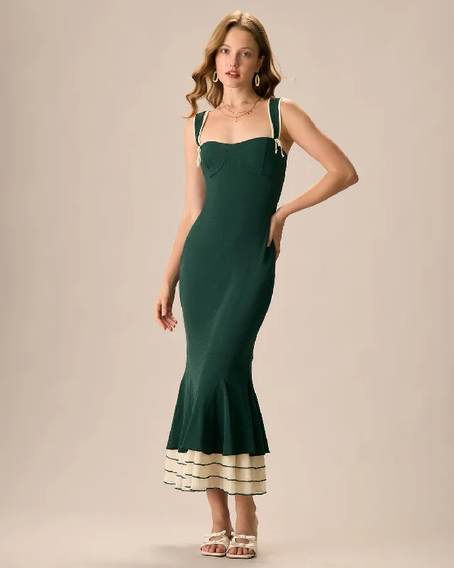 ladies-bodycon-dress-midi-might-The Green Sweetheart Neck Bodycon Slip Maxi Dress | Green