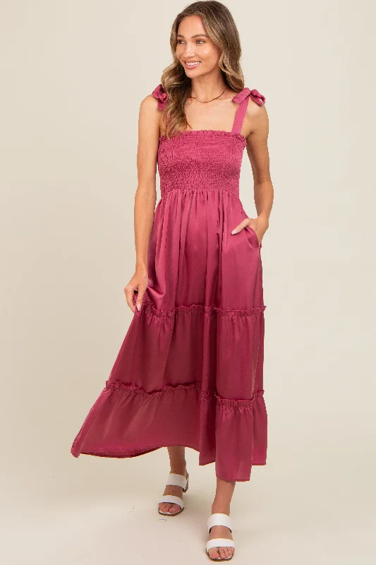 ladies-maxi-dress-chartreuse-chic-Mauve Satin Smocked Maxi Dress