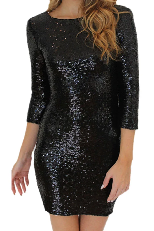 ladies-bodycon-dress-rose-rush-Iyasson Sequin Long Sleeve Bodycon Club Dress