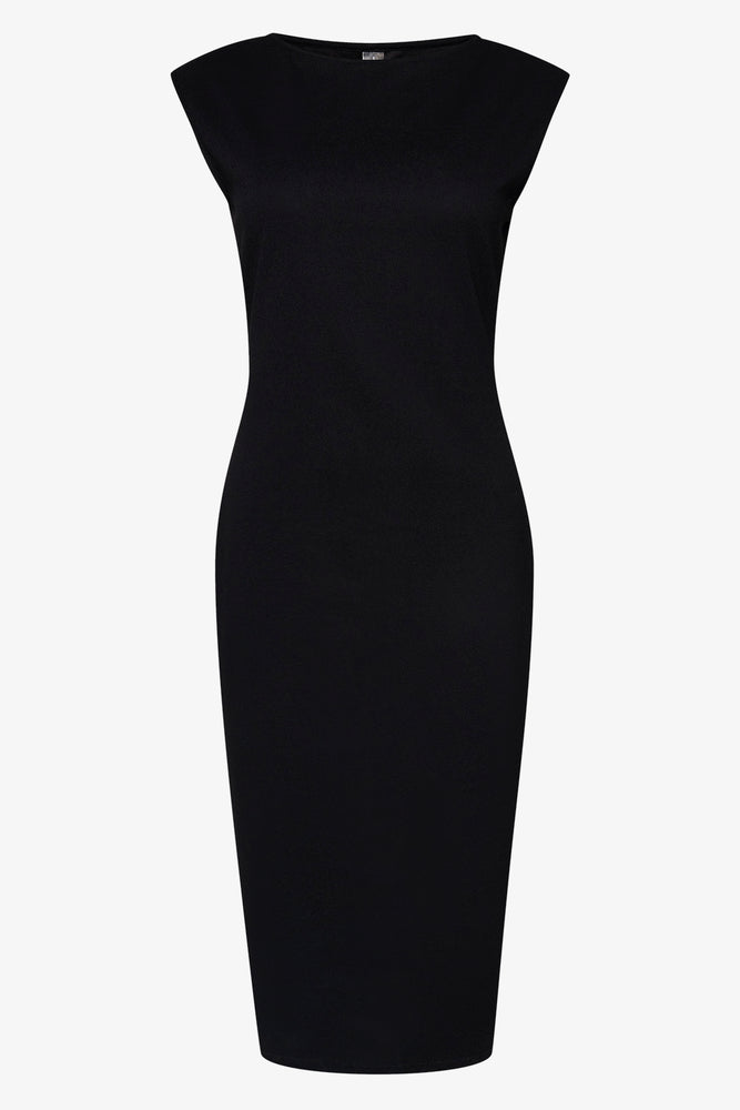 ladies-bodycon-dress-slim-sleek-Scuba Bodycon Dress Black