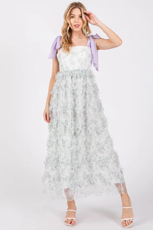 ladies-maxi-dress-pink-petal-Lavender Floral Ruffle Tiered Maxi Dress