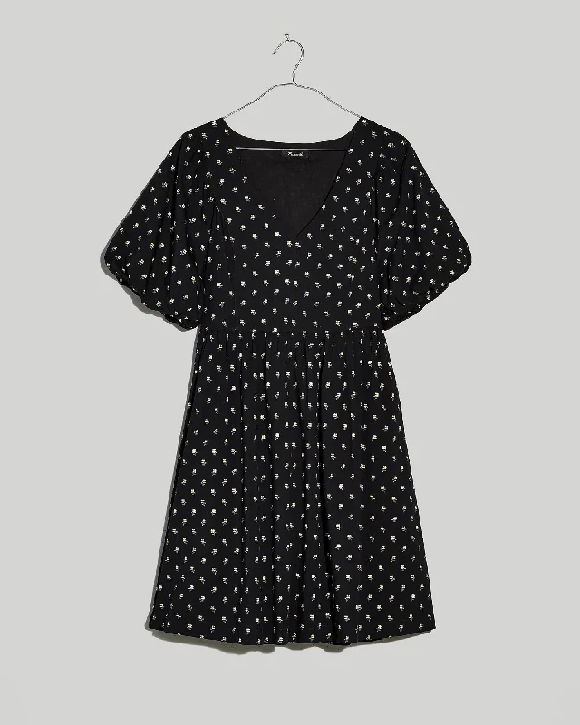 ladies-mini-dress-sweetheart-snap-Puff Sleeve Mini Dress | True Black