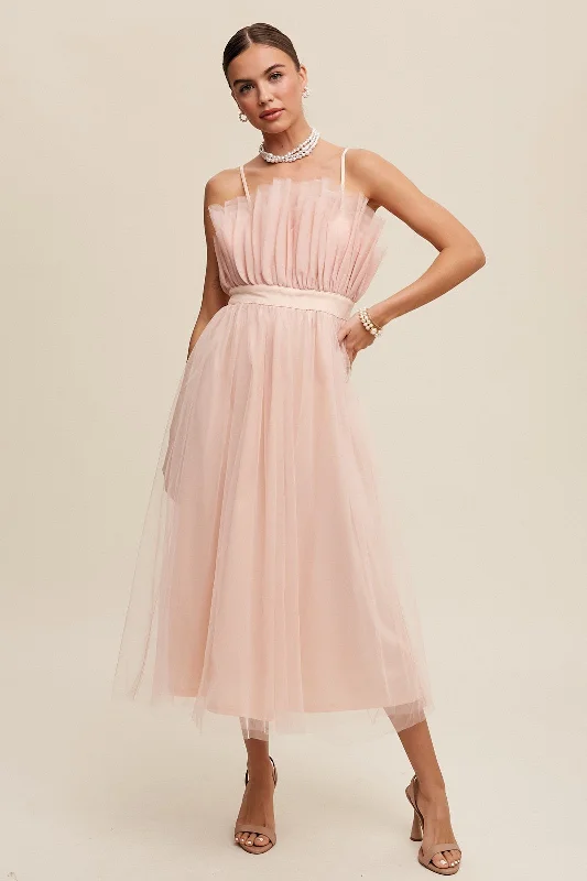 ladies-maxi-dress-festival-fawn-Blush Paper Bag Frill Tulle Maxi Dress