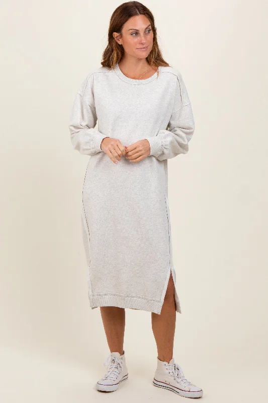 Women's midi dress dawn pop -Heather Beige Sweatshirt Midi Dress