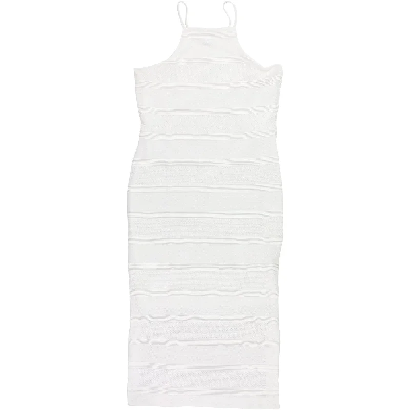 ladies-bodycon-dress-yellow-youth-bar III Womens Textured Bodycon Dress, White, Large