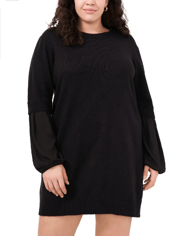 ladies-mini-dress-tie-front-twist-Eleanor Mini Sweater Dress | RICH BLACK