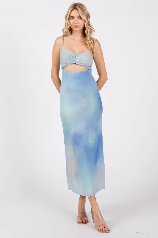 ladies-maxi-dress-maternity-muse-Light Blue Tie Dye Maxi Dress