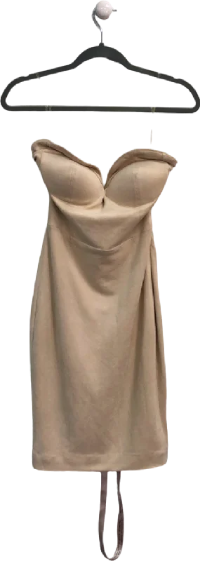 ladies-bodycon-dress-tie-front-tease-House of CB Beige Strapless Bodycon Dress UK S