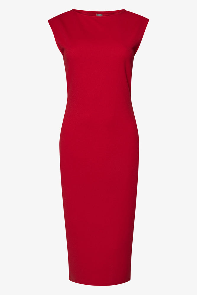 ladies-bodycon-dress-ecru-excite-Scuba Bodycon Dress Red