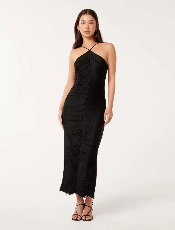 ladies-bodycon-dress-opal-oomph-Quinn Fringe Bodycon Maxi Dress